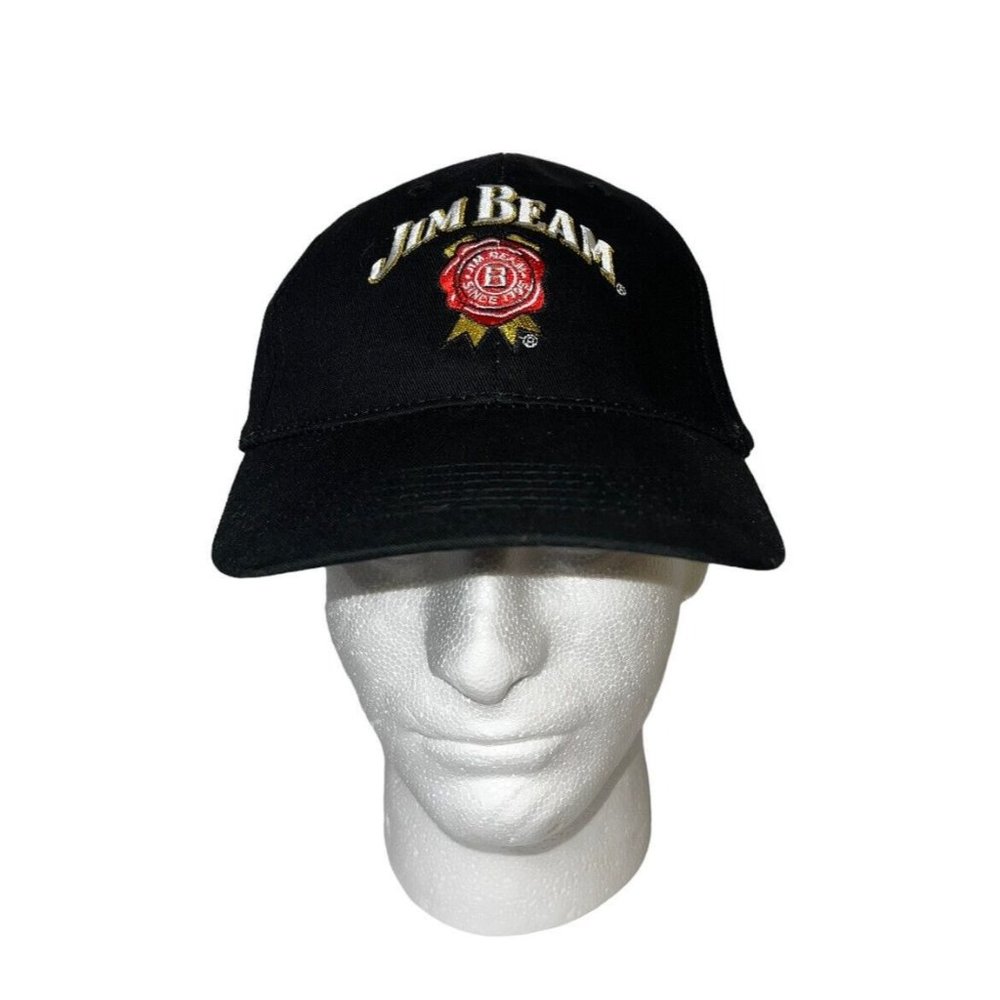 Jim Beam Mens Black Ball Cap Hat Adjustable Strap Embroidered Logo